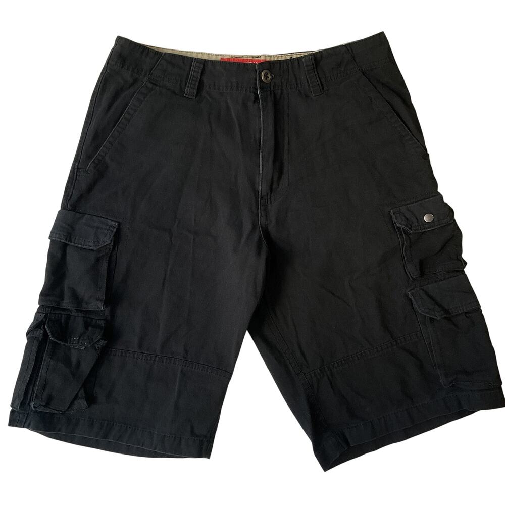 PLUGG CO. Men Shorts Size 30 Black Cargo Button 12" Inseam Outdoor